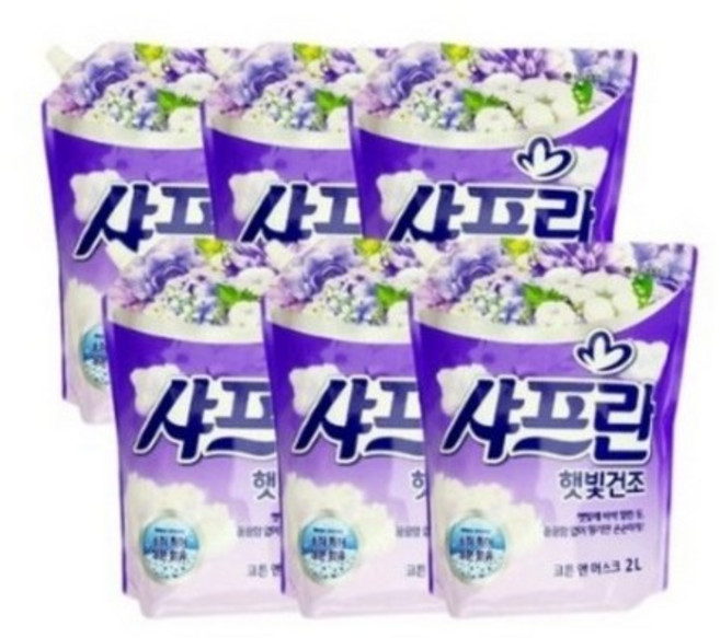 엘지생활건강 샤프란 햇빛건조 코튼 앤 머스크 리필 2L 6개