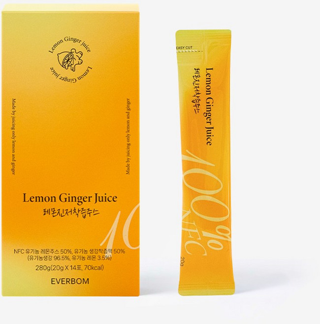 에버봄 레몬진저착즙주스, 1박스, 280g