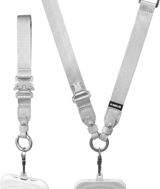 홀릭스 2 in 1 핸드폰 스트랩 숄더 바디 손목 겸용 랜야드 목걸이줄, 1세트, 실버