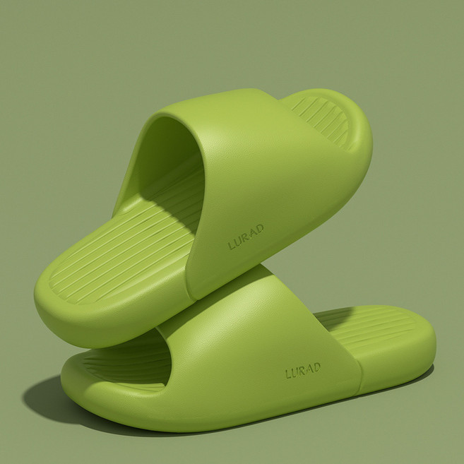 拖鞋夏季家用防滑男女踩屎感浴室洗澡厚底耐磨時尚純色拖鞋綠色255(適合39-40碼), 1個, 綠色