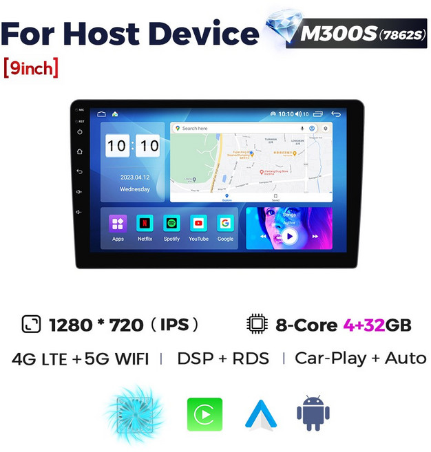 NaviFly 9 10 인치 1280 720 차량용 멀티미디어 비디오 플레이어 범용 스테레오 라디오 GPS For Volkswagen Nissan Hyundai Kia Toyota, 9 M300S 4G 32G, 9 M300S 4G 32G
