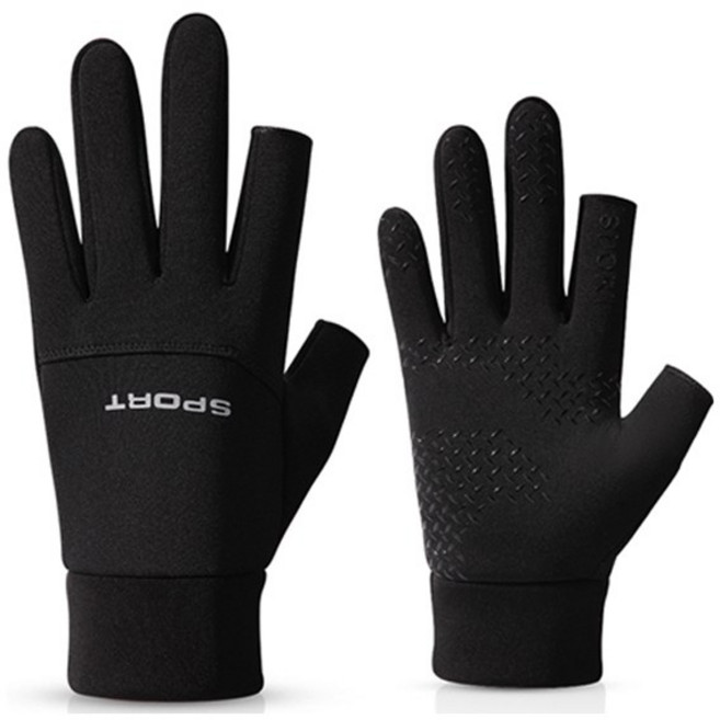 ABM 스포츠 방한 손가락 장갑 좌우세트, 블랙, 1세트