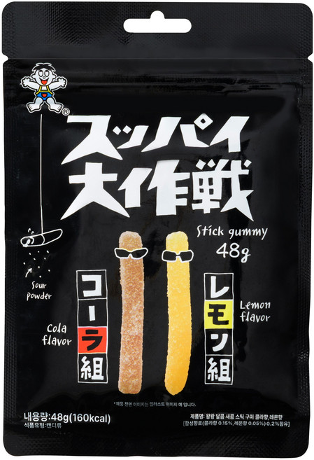 왕왕 달콤 새콤 스틱 구미 콜라향 레몬향, 48g, 10개