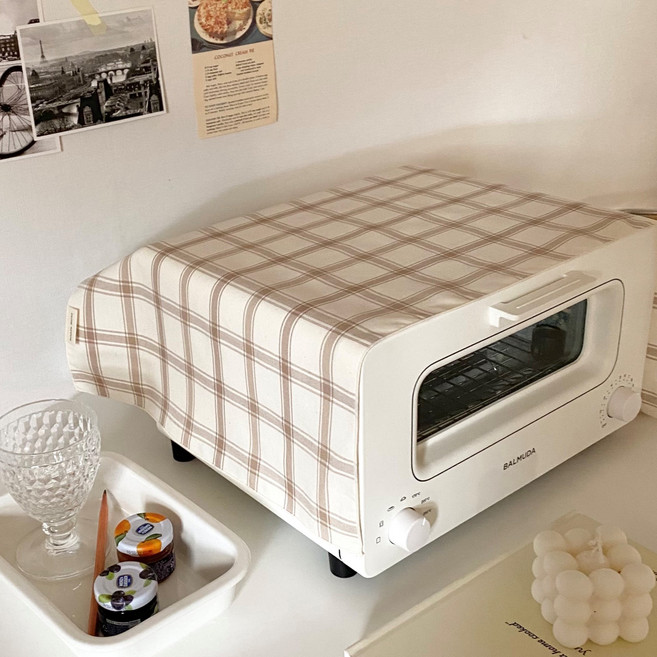 린넨 전자레인지커버 다용도덮개 커피머신 토스트기 미니가전덮개, 모던브라운체크75x35