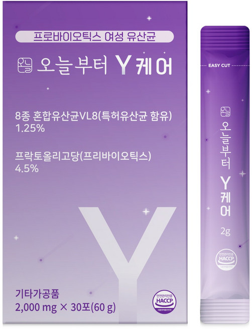 오늘부터 Y케어 질 유산균 프로바이오틱스 유래 장 건강 30포, 30개