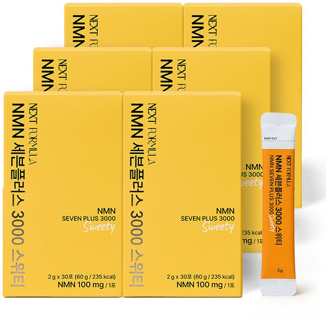 넥스트포뮬러 NMN 세븐플러스 3000 비타민 C D E 식약청 HACCP 인증 영양제, 30회분, 6박스