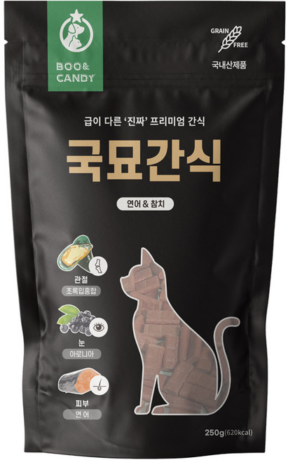 뿌와캔디 국묘간식 국내산 관절&눈&피부 고양이 간식 250g, 연어&참치맛, 1개