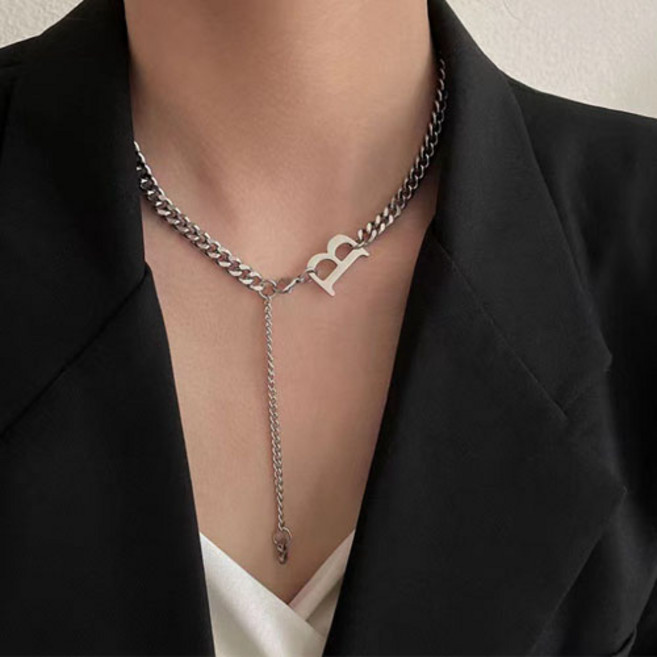 유니크 볼드 이니셜 체인 목걸이 A018