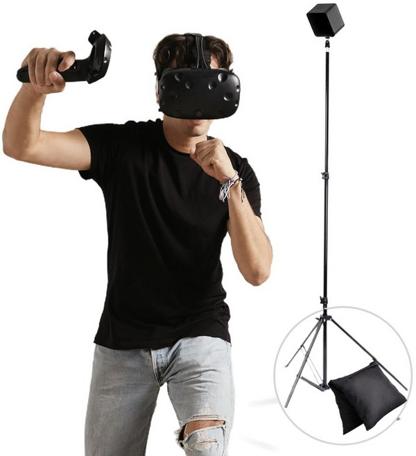 Skywin VR 삼각대 스탠드 HTC Vive 베이스 스테이션 호환 센서 스탠드 및 또는 Oculus Rift Constellation용 마운트 (삼각대 1개), 2 Stands, Black