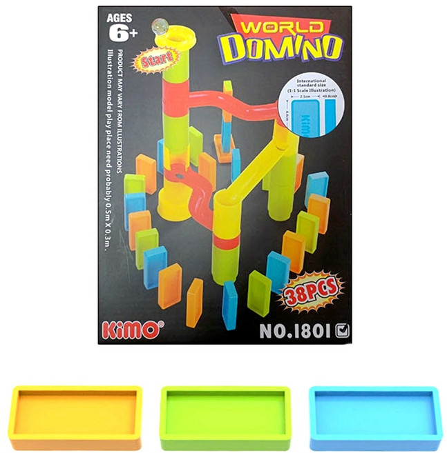 저학년용 장애물도미노장난감 타워미끄럼틀마블런 38조각 구슬도미노쓰러트리기