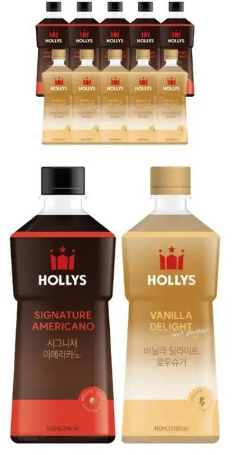 [할리스] 시그니처 아메리카노 550ml 6개 + 바닐라딜라이트 로우슈거 450ml 6개, 12개