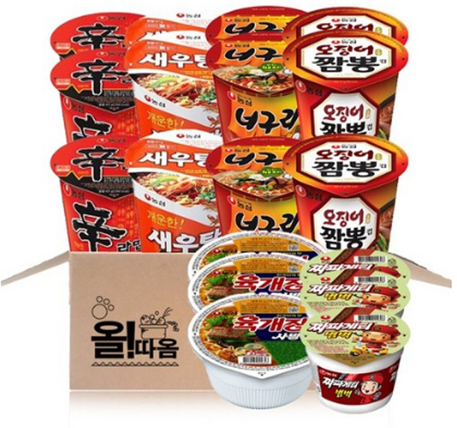 올따옴 농심 소컵라면 6종 3개씩 1호세트(신라면+짜파범벅+새우탕+너구리+오짬+육개장사발면)