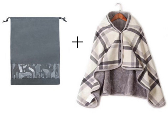 극세사 망토 똑딱이 무릎담요 + 부직포 파우치