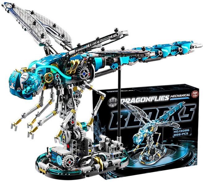 라푸유 잠자리 MOC블록 움직이는 피규어 프라모델 매 곤충류 집중력 어른장난감 주말생활 블록선물 MOC블럭, 오리지널No.13086, 1개