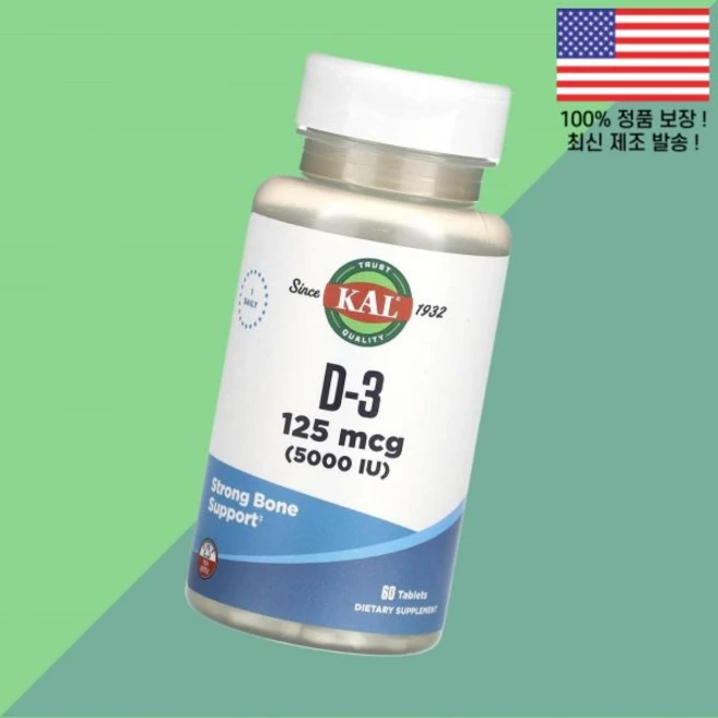 칼 KAL 비타민D 비타민디3 콜레칼시페롤 125mcg 5000IU 60정 D 3 5000 IU 60 Tablets, 1개 - 쿠팡