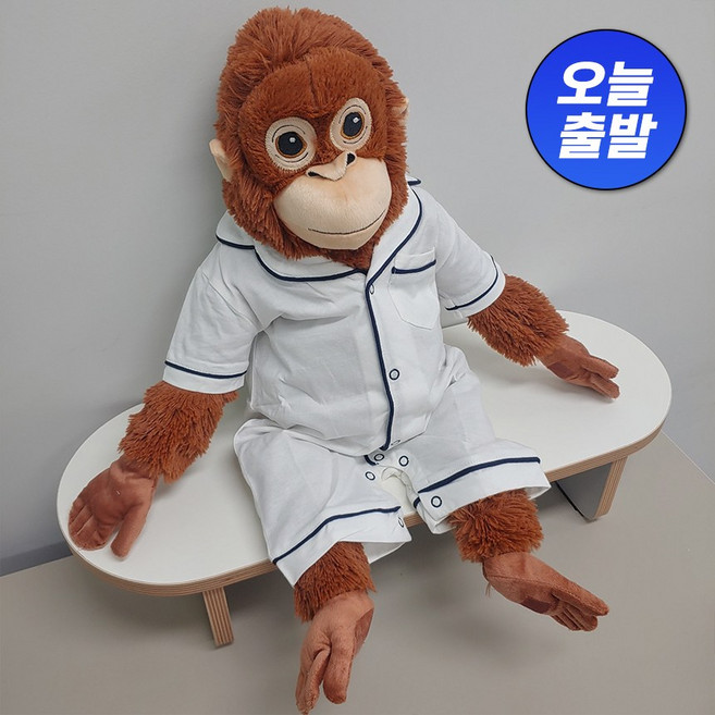 오랑우탄 옷 잠옷 입히기 원숭이 고숭이 오숭이 고릴라 애착 인형 잠옷 화이트 네이비, 1개입