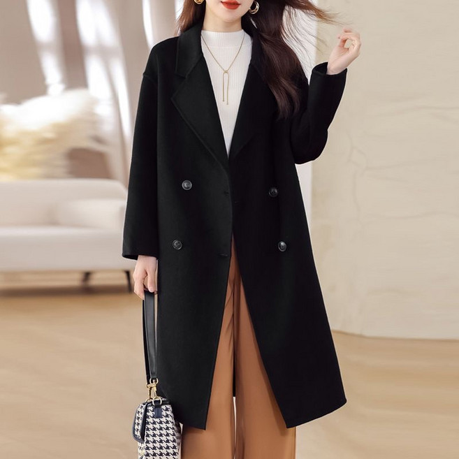 루스리더 여성 베이직 오피스룩 데일리 롱 모직 코트 E1384