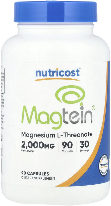 Nutricost Magtein® 마그네슘 L-트레온산 2000mg 캡슐 90정(캡슐 1정당 666mg), NutricostMagtein마그네슘L트레온산2000m, 1개, 90정