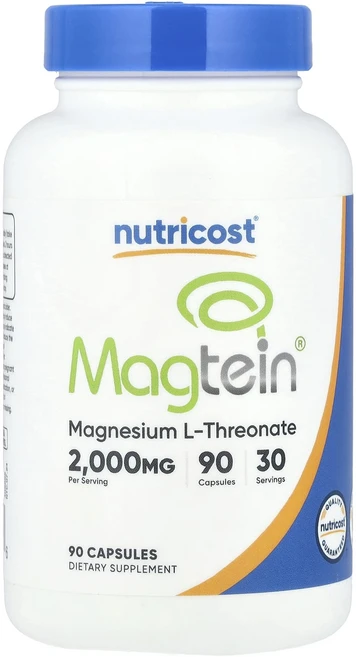 Nutricost Magtein® 마그네슘 L-트레온산 2000mg 캡슐 90정(캡슐 1정당 666mg), NutricostMagtein마그네슘L트레온산2000m, 1개, 90정 - 쿠팡