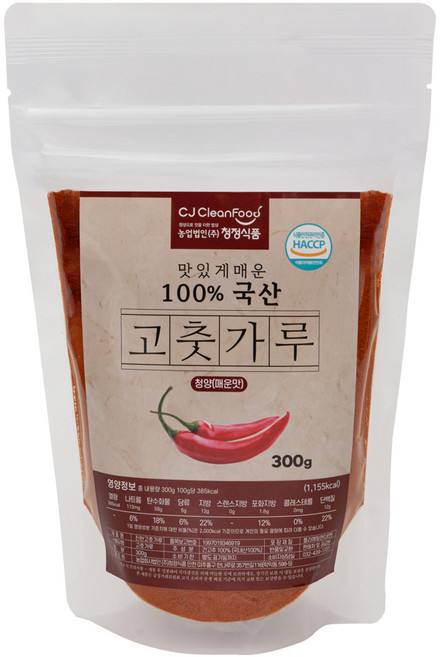 청정식품 국산 청양 고운 고춧가루 매운맛, 1개, 300g