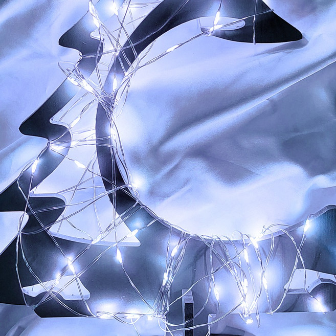 건전지타입 무선 휴대용 인테리어 줄 조명 모음 LED AA건전지 와이어전구, 5개, 50구/백색