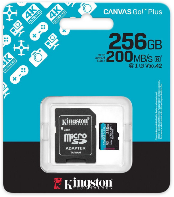 Kingston 金士頓 MICRO SDXC 記憶卡 V30 讀200MB/s 寫160MB/s 台灣製, 1個, 256G, 256GB