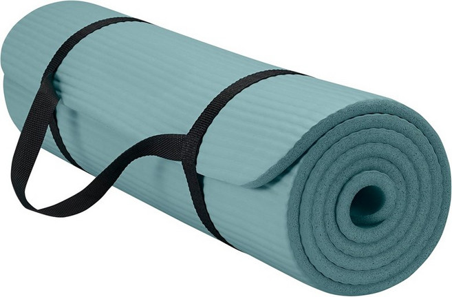 가이암 에센셜 25인치 두께10mm 요가 및 필라테스 피트니스 운동 매트 이지 인치 캐리어 스트랩 융합 지원으로 헬스장 운동에 도움이 됩니다