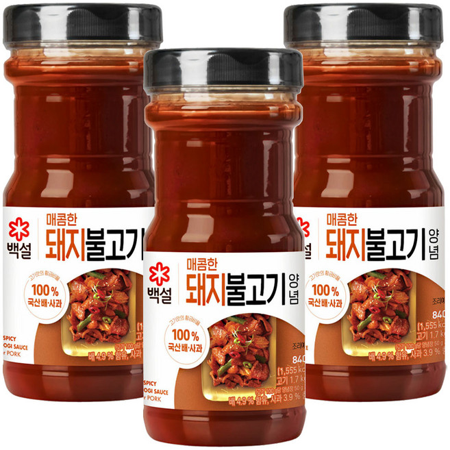 백설 매콤한 돼지 불고기 양념, 840g, 3개