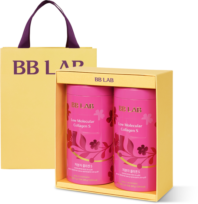 [무료배송/오늘출발] 뉴트리원 비비랩 저분자 콜라겐 S 2개월분 선물포장 + 쇼핑백 상큼한 세븐베리맛 저분자 피쉬콜라겐 선물세트, 1세트, 120g