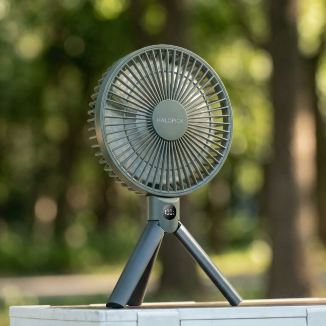HALOPICK 휴대용 탁상 겸용 손선풍기 3000mAh 초강력 4단 풍속 선풍기, 딥그린, DQ-280