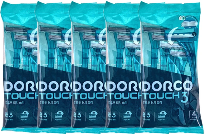 도루코 터치쓰리 3중날 면도기 TP900, 4개입, 5개 - 쿠팡