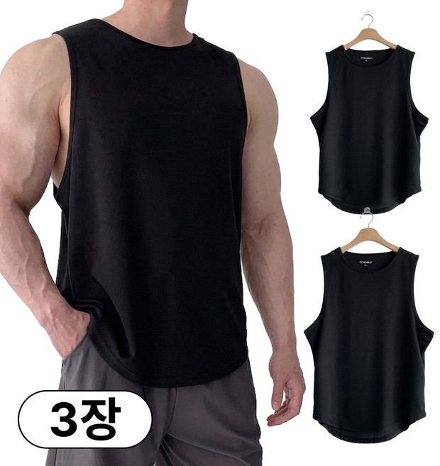 핏노블 3P세트 남자 헬스 나시 민소매 기능성 나시티 1+1+1