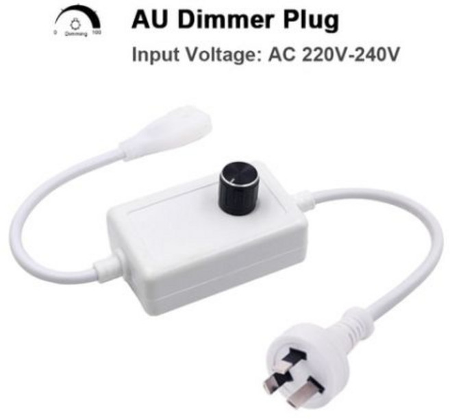 조광기 스위치가있는 AC 전원 플러그 공급 장치 COB LED 스트립 조명용 와이어/코드 110v 220v EU 288led/m 360led/m 케이블, [02]Dimmer Plug 220V AU, 1개