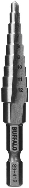 세신 버팔로 스텝드릴 육각생크 S9-412 9단 4-12mm 철판 금속 드릴비트, 세신 스텝드릴 육각생크 S9-412 HEX, 1