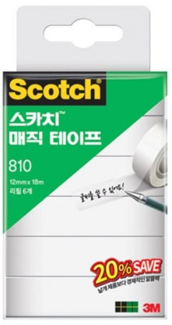3M)매직테이프 리필(810R/세이빙팩), (810R-6/12*18M/M320128), 1개
