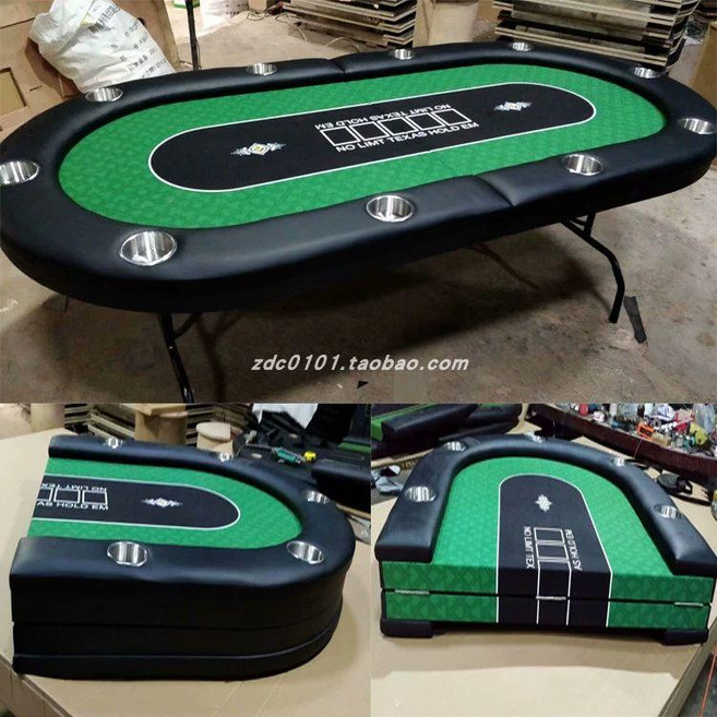 홀덤 포커 테이블 타원형 전용 카지노 카운트다운 카드게임 블랙잭 바둑, 2.2x1.1m 블랙그린 접이식, 1개