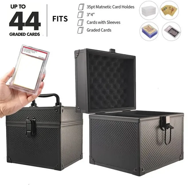 등급 카드 보관함 정리함 최대 44 PSA SGC 트레이딩 슬래브 브릭 케이스 스포츠 거치대, 01 Carbon Fiber Texture