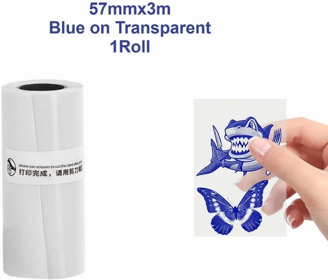 57mm 미니 휴대용 열전사 프린터 사각형 경량 무선 사진 라벨 메모 오답 문제 인쇄 USB 케이블 프린터, 08 1Pc-Blue Clear
