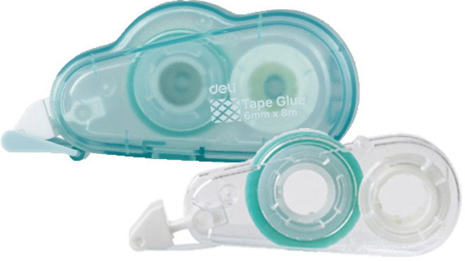 델리 WTG107 구름 양면 풀 테이프 6mm x 8m 본품 + 리필 세트, 1세트, 코발트 블루