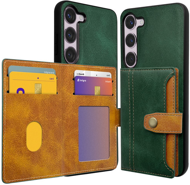 인트그로 스티치 가죽 카드지갑 휴대폰 케이스