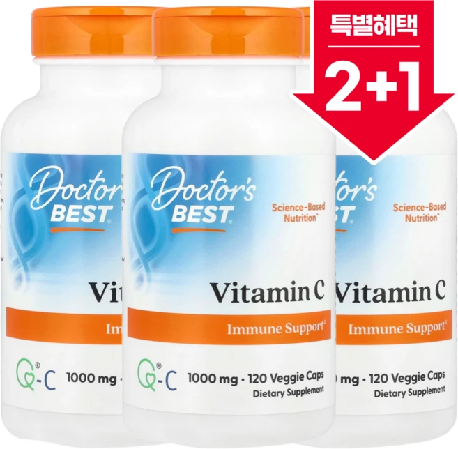 2+1 닥터스베스트 Q-C를 함유한 비타민C 1000mg 베지 캡슐 120정 / 해외직구 미국정품, 3개 - 쿠팡