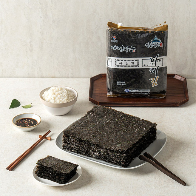 파래김 100장 1속 [해남군수협] 청정해역 해남 재래 전장 파래김, 1개, 100g