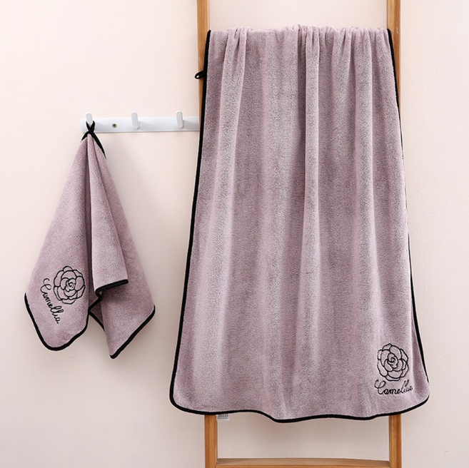 리쿠 호텔 대형 바스타월 35x75cm + 70x140cm, 1세트, 퍼플