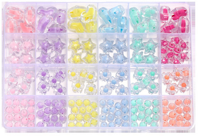 심플하니 반투명 비즈공예 DIY 24칸 세트, 1세트, 혼합색상