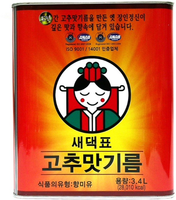 J1104/새댁표 고추맛기름15L, 2개, 3.4L