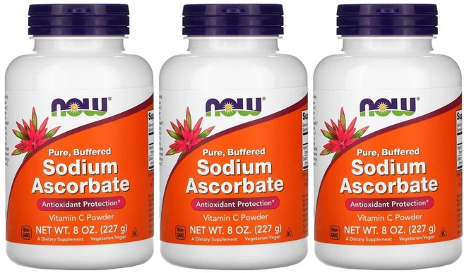 [2+1] NOW Foods 나우푸드 아스코르브산 나트륨 분말 227g 비타민C 파우더 가루 Sodium Ascorbate 아스코르빈산 3개 - 쿠팡