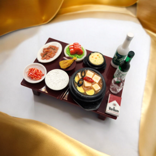 국산 강추 프리미엄제사상 납골당장식 된장찌개 계란찜 제육 술상 밥상 상치림 봉안당제사상 미니어쳐제사상 납골당제사상, 혼합색