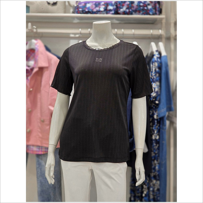 크로커다일레이디 골지 레이스 프릴 티셔츠 CLEMTS910