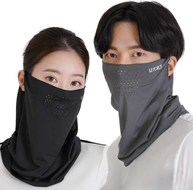 르포스 자외선차단 쿨 스포츠 골프 마스크 1+1, 블랙+다크그레이, 1세트