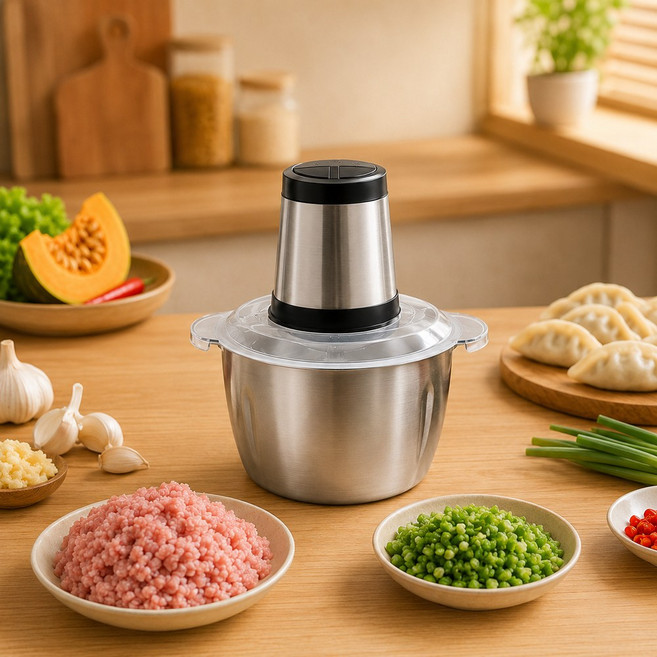 電動絞肉機 304不鏽鋼 多功能食物調理機 雙檔切碎攪拌 1.8L/5L, 1個